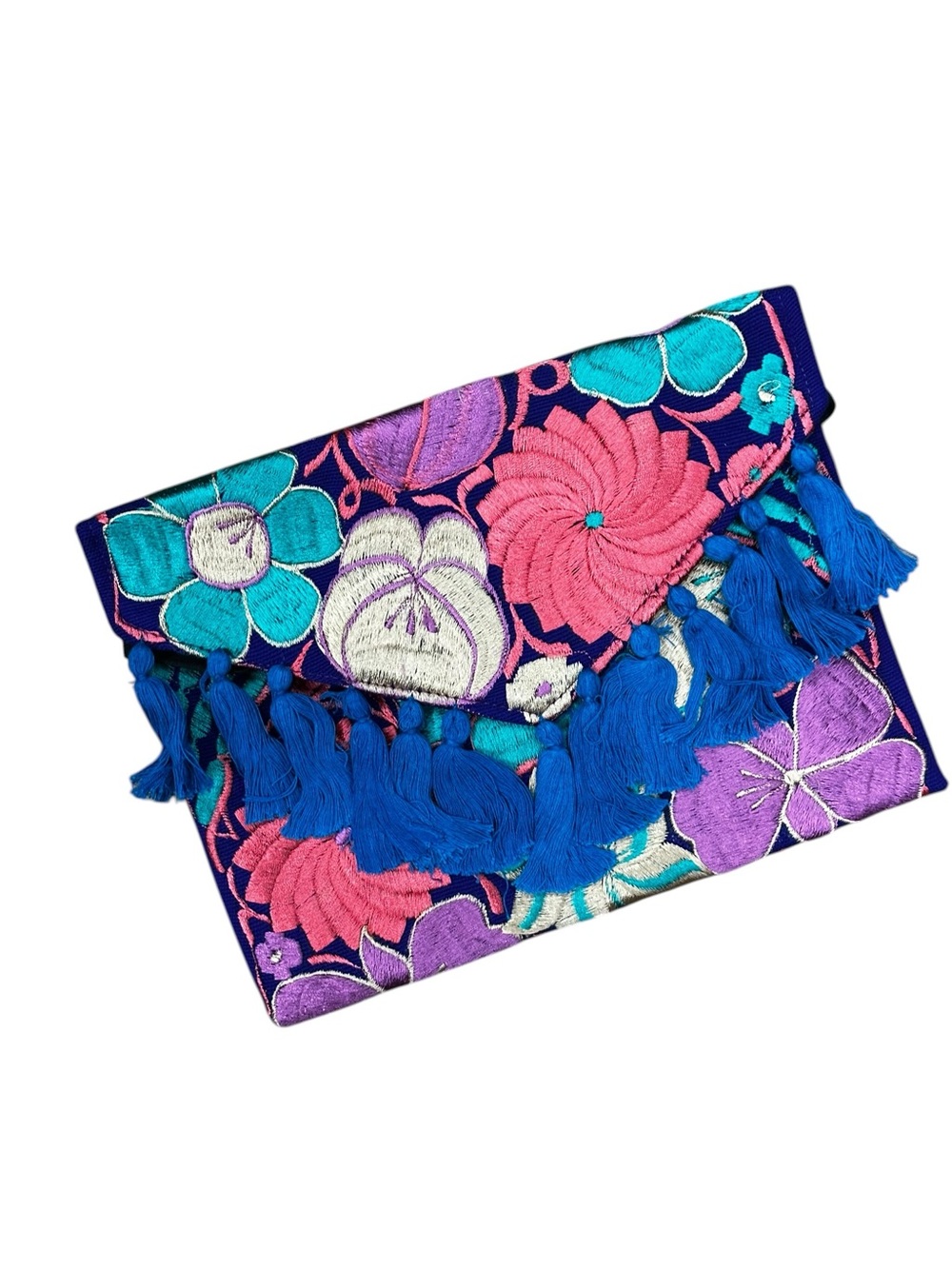 Mexican Embroidered Floral Clutch Bag